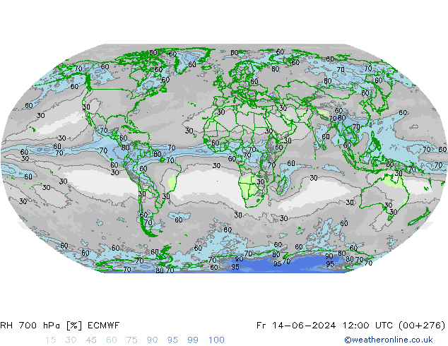 RH 700 hPa ECMWF Sex 14.06.2024 12 UTC