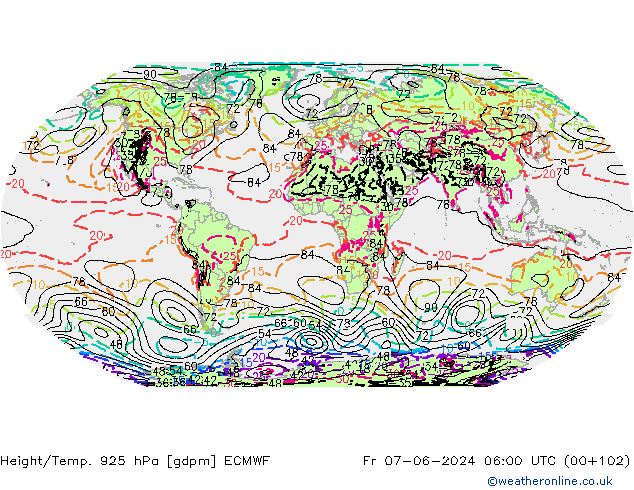 Yükseklik/Sıc. 925 hPa ECMWF Cu 07.06.2024 06 UTC