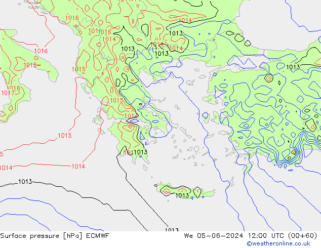 pressão do solo ECMWF Qua 05.06.2024 12 UTC