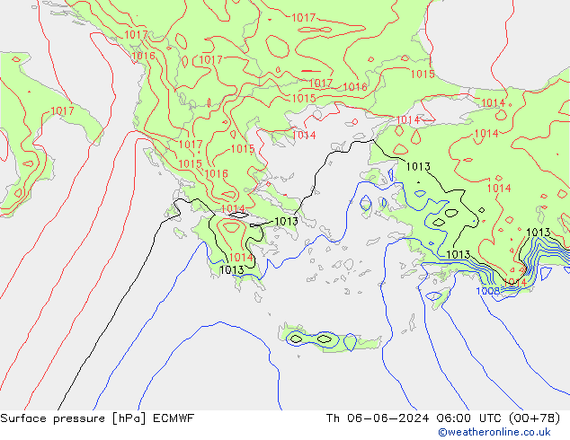 приземное давление ECMWF чт 06.06.2024 06 UTC