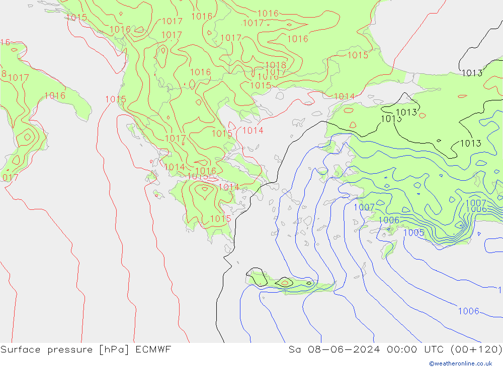 приземное давление ECMWF сб 08.06.2024 00 UTC