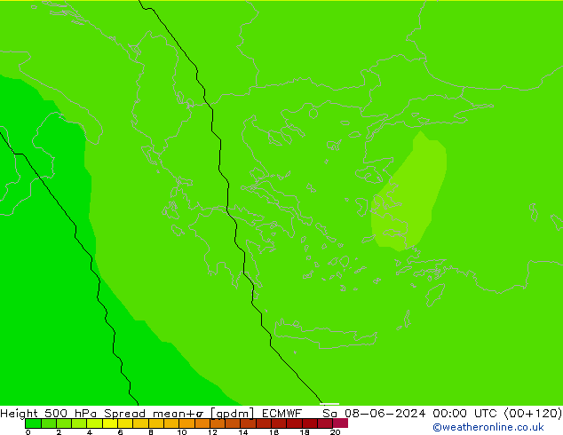 Géop. 500 hPa Spread ECMWF sam 08.06.2024 00 UTC