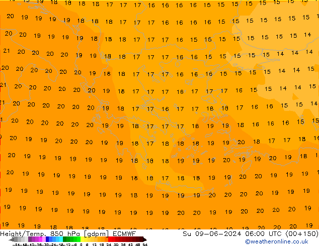 Géop./Temp. 850 hPa ECMWF dim 09.06.2024 06 UTC