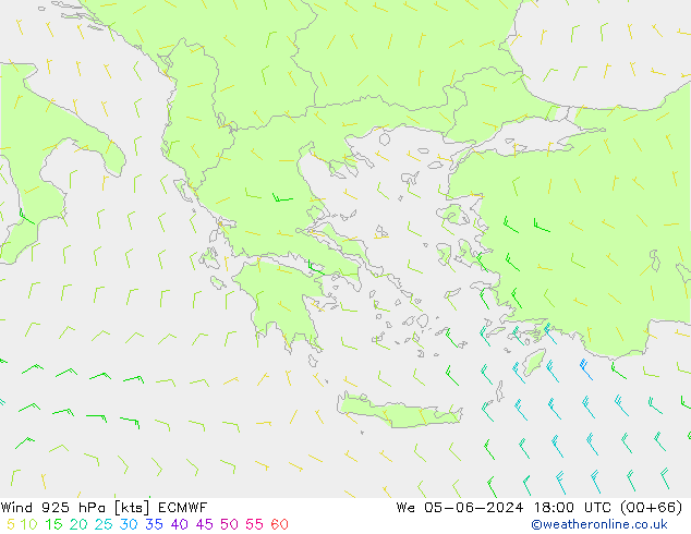 Vent 925 hPa ECMWF mer 05.06.2024 18 UTC