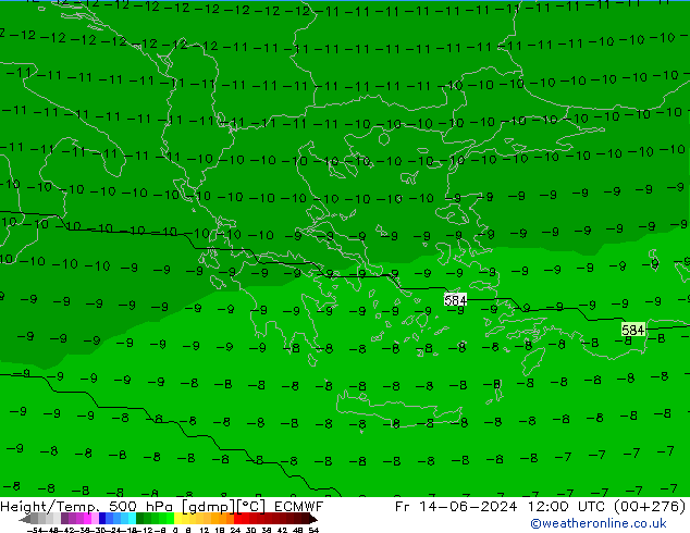 Height/Temp. 500 hPa ECMWF Fr 14.06.2024 12 UTC