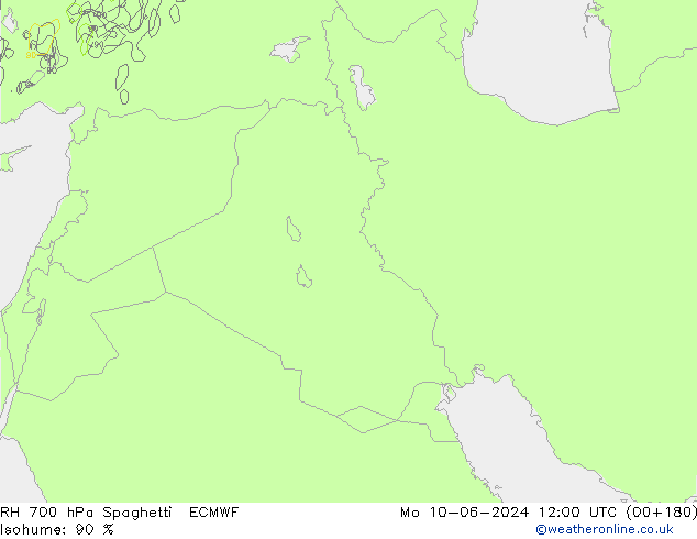 Humedad rel. 700hPa Spaghetti ECMWF lun 10.06.2024 12 UTC