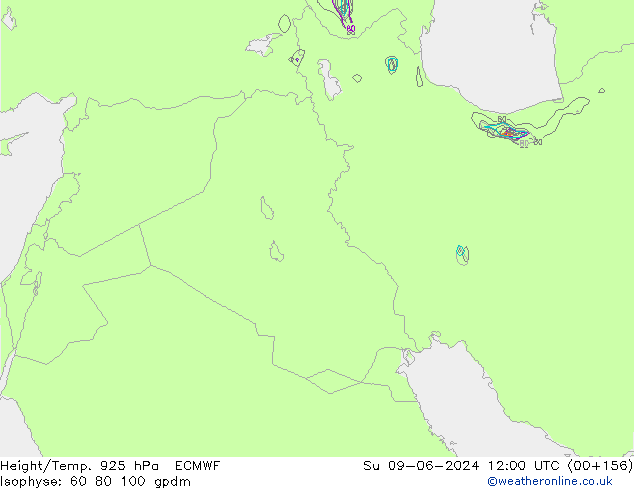 Height/Temp. 925 hPa ECMWF Su 09.06.2024 12 UTC