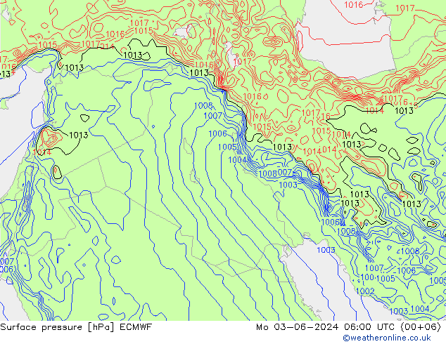 Luchtdruk (Grond) ECMWF ma 03.06.2024 06 UTC