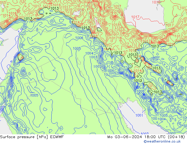 Atmosférický tlak ECMWF Po 03.06.2024 18 UTC