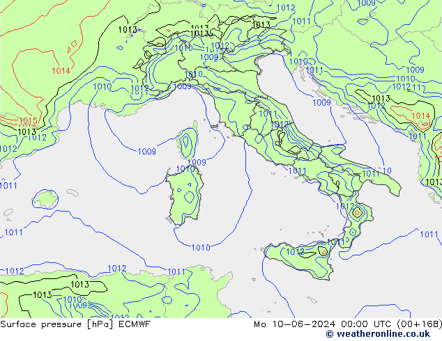 Surface pressure ECMWF Mo 10.06.2024 00 UTC