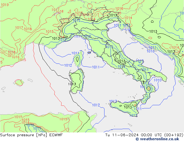 pression de l'air ECMWF mar 11.06.2024 00 UTC