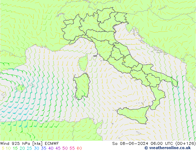 Vento 925 hPa ECMWF Sáb 08.06.2024 06 UTC