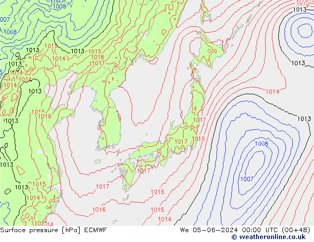 Pressione al suolo ECMWF mer 05.06.2024 00 UTC