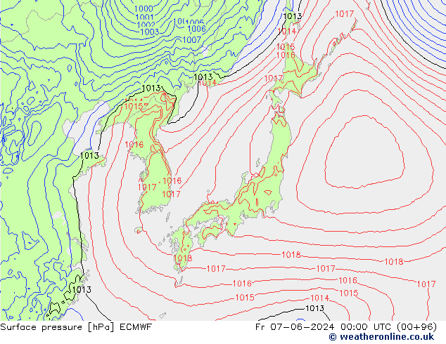 Atmosférický tlak ECMWF Pá 07.06.2024 00 UTC