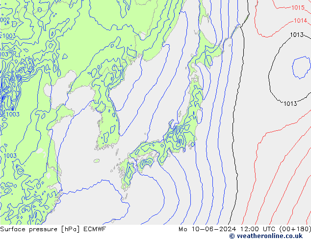 Surface pressure ECMWF Mo 10.06.2024 12 UTC