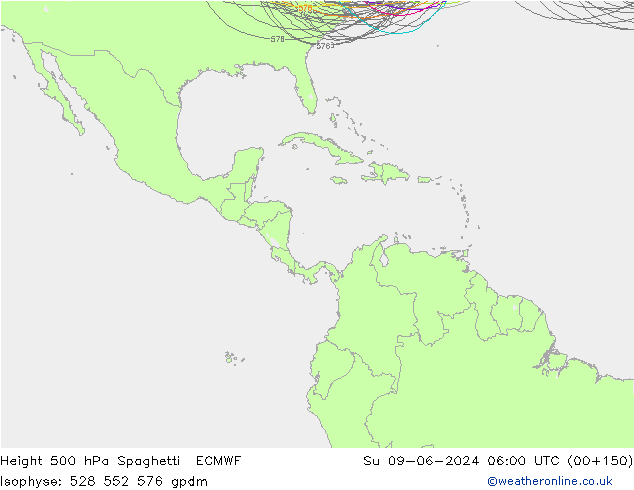 Géop. 500 hPa Spaghetti ECMWF dim 09.06.2024 06 UTC