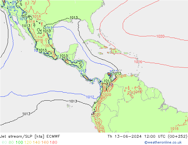 Jet stream/SLP ECMWF Čt 13.06.2024 12 UTC