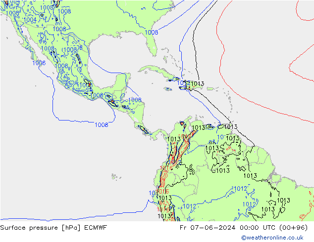 приземное давление ECMWF пт 07.06.2024 00 UTC