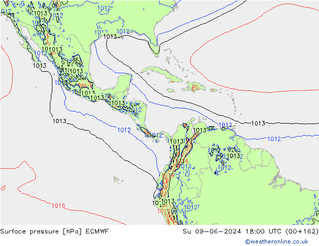 pressão do solo ECMWF Dom 09.06.2024 18 UTC