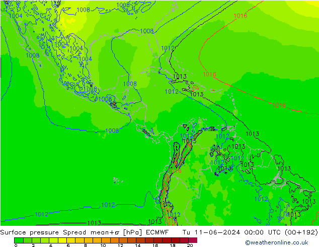 pression de l'air Spread ECMWF mar 11.06.2024 00 UTC