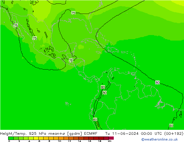 Géop./Temp. 925 hPa ECMWF mar 11.06.2024 00 UTC