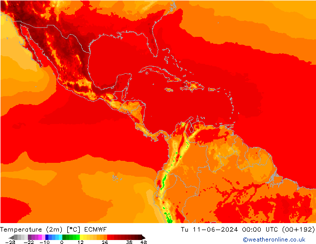 Sıcaklık Haritası (2m) ECMWF Sa 11.06.2024 00 UTC