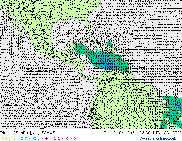 Wind 925 hPa ECMWF Čt 13.06.2024 12 UTC