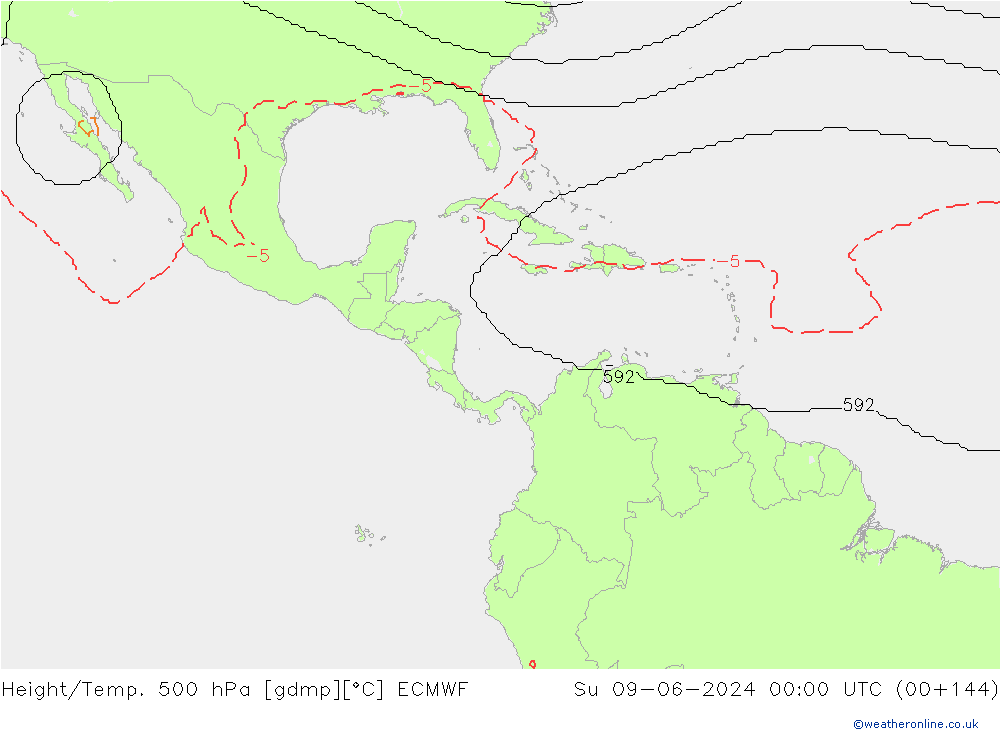 Height/Temp. 500 гПа ECMWF Вс 09.06.2024 00 UTC