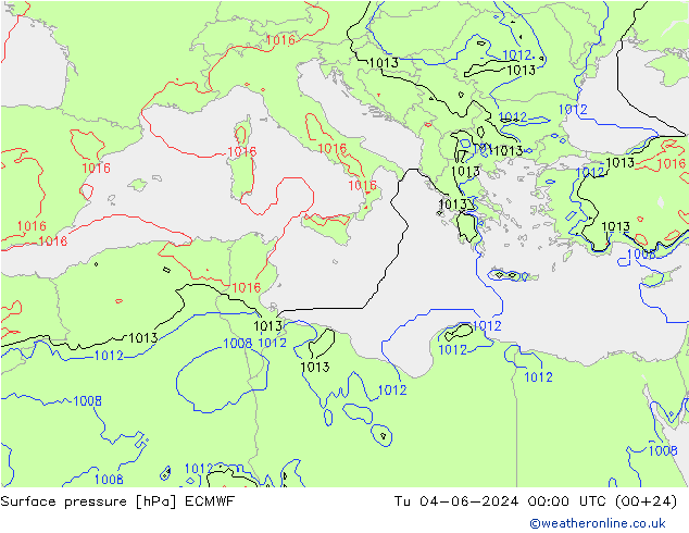 Yer basıncı ECMWF Sa 04.06.2024 00 UTC