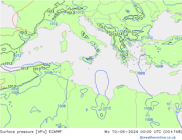 pression de l'air ECMWF lun 10.06.2024 00 UTC