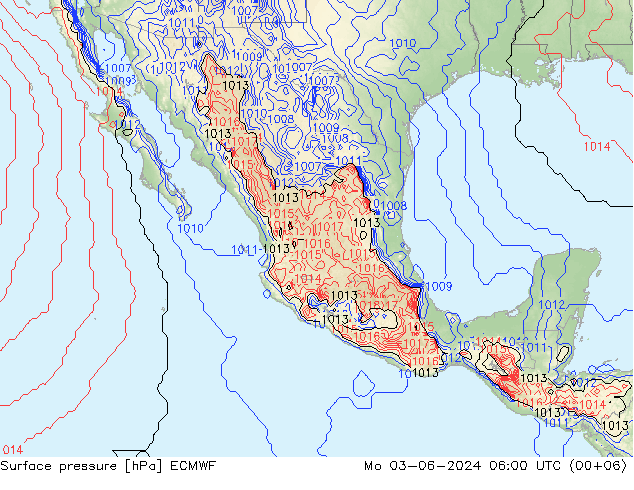 приземное давление ECMWF пн 03.06.2024 06 UTC