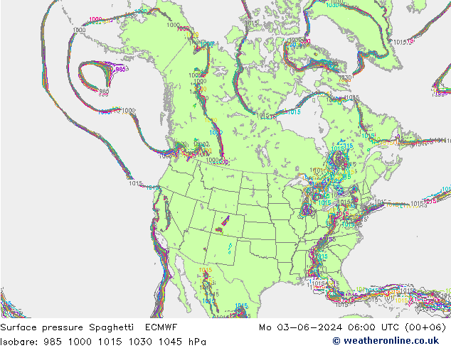 Surface pressure Spaghetti ECMWF Mo 03.06.2024 06 UTC