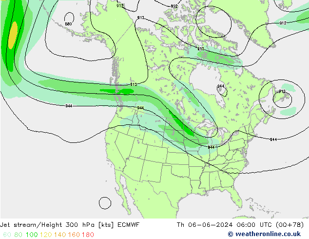 Prąd strumieniowy ECMWF czw. 06.06.2024 06 UTC