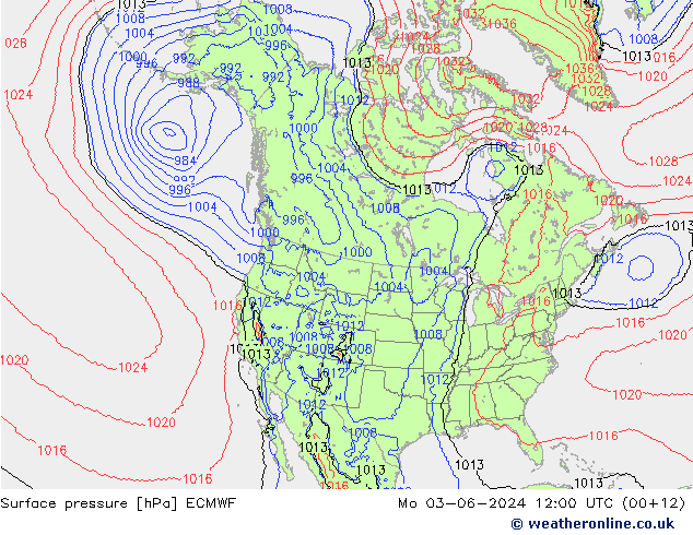 Bodendruck ECMWF Mo 03.06.2024 12 UTC