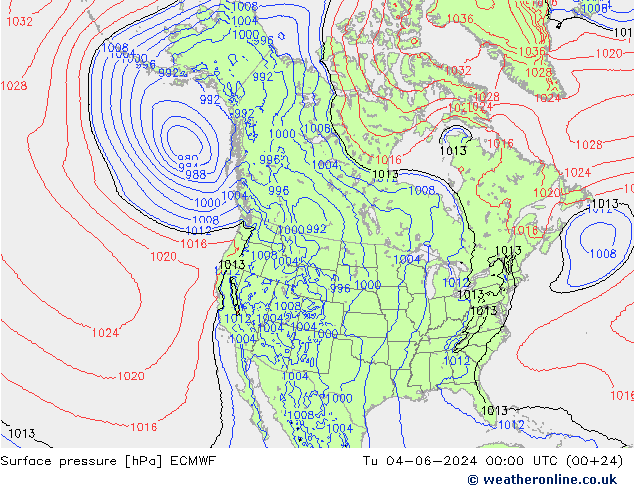 Presión superficial ECMWF mar 04.06.2024 00 UTC