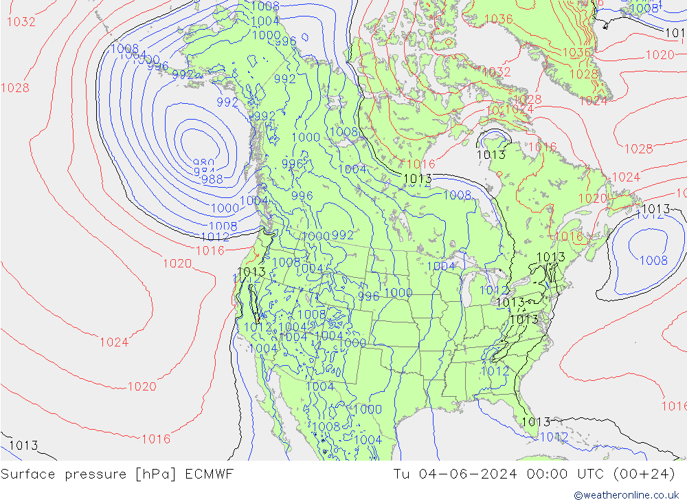 Bodendruck ECMWF Di 04.06.2024 00 UTC