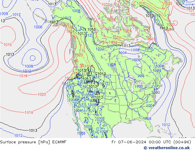 Bodendruck ECMWF Fr 07.06.2024 00 UTC