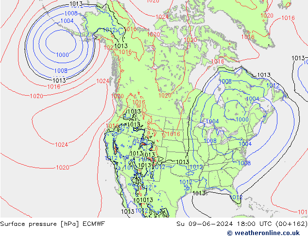 Luchtdruk (Grond) ECMWF zo 09.06.2024 18 UTC