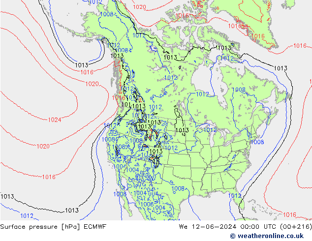 Surface pressure ECMWF We 12.06.2024 00 UTC