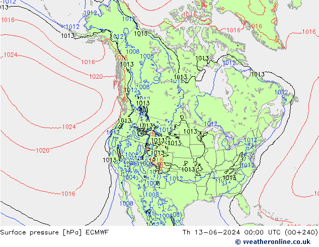 Yer basıncı ECMWF Per 13.06.2024 00 UTC