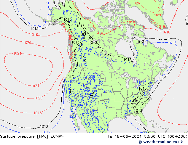 Bodendruck ECMWF Di 18.06.2024 00 UTC