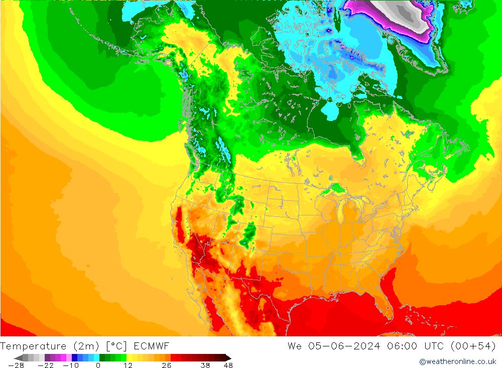 Temperature (2m) ECMWF St 05.06.2024 06 UTC