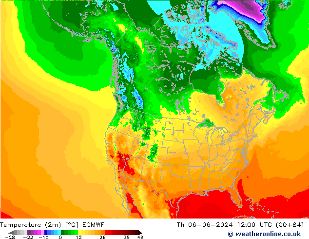 Temperature (2m) ECMWF Th 06.06.2024 12 UTC