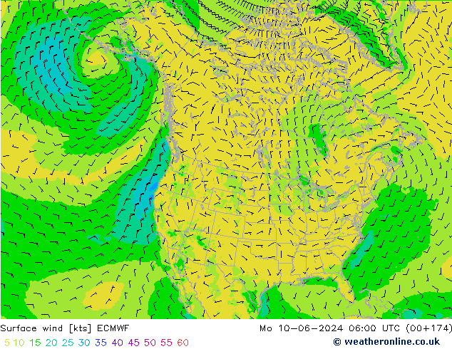 Surface wind ECMWF Mo 10.06.2024 06 UTC