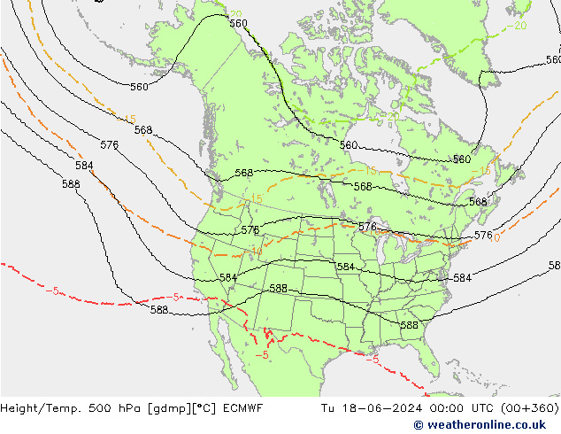 Height/Temp. 500 hPa ECMWF Di 18.06.2024 00 UTC