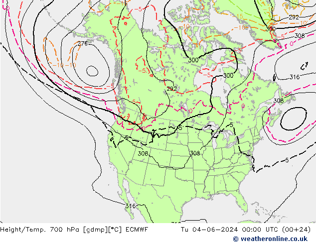 Height/Temp. 700 гПа ECMWF вт 04.06.2024 00 UTC