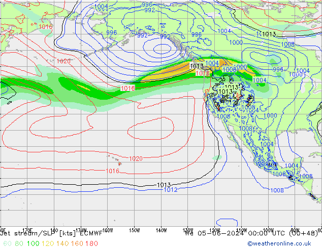 Jet Akımları/SLP ECMWF Çar 05.06.2024 00 UTC