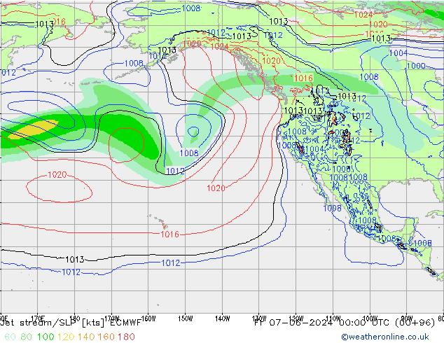 Jet Akımları/SLP ECMWF Cu 07.06.2024 00 UTC