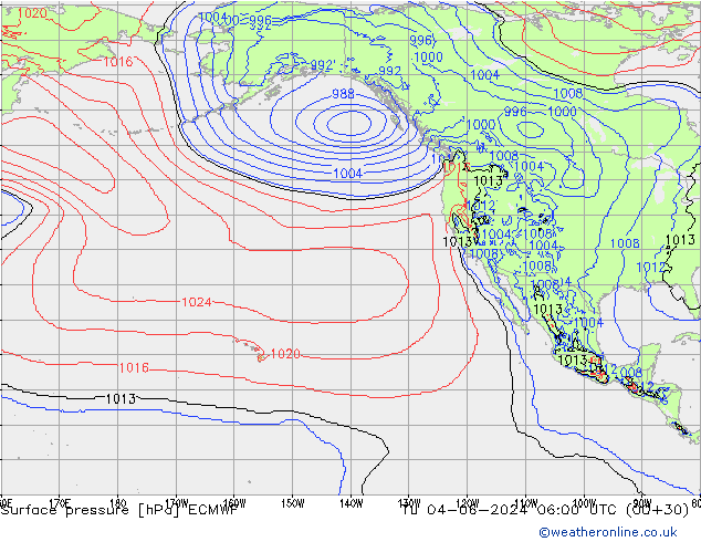 Atmosférický tlak ECMWF Út 04.06.2024 06 UTC