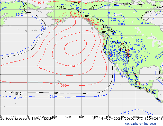 Yer basıncı ECMWF Cu 14.06.2024 00 UTC